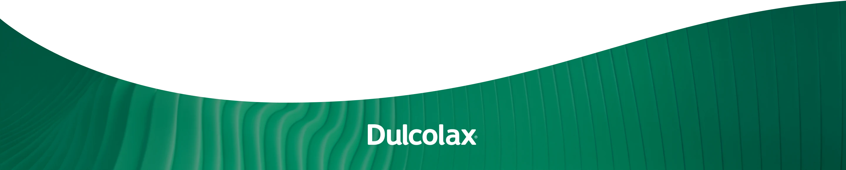 Dulcolax logo on a green wavy background.